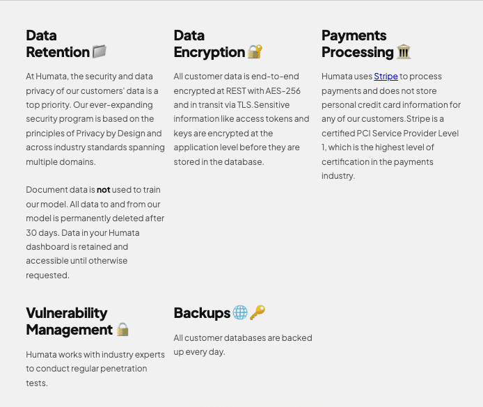 Humata Ai review - data privacy 