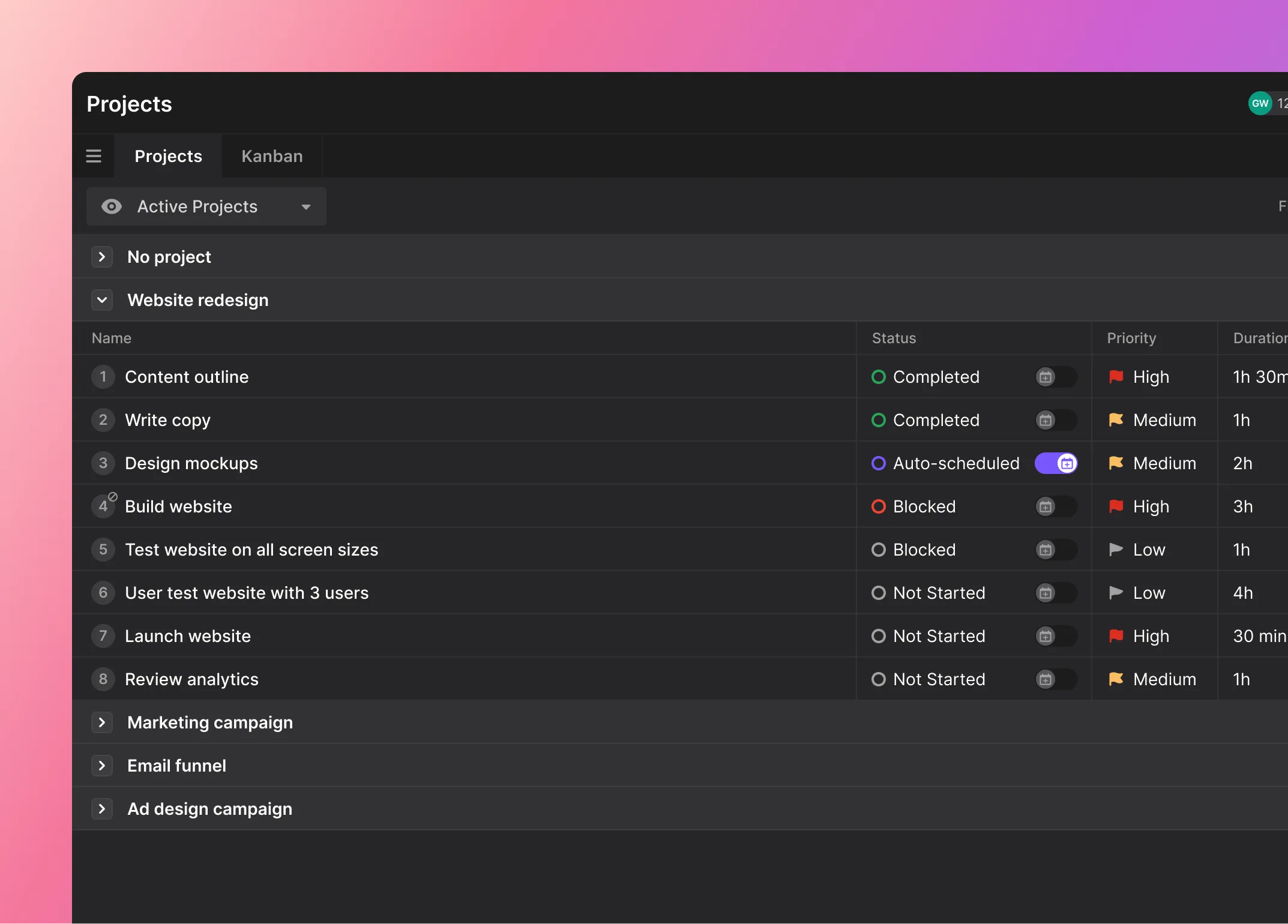 Motion can be used not only for calendar management but it can be useful in project management as well