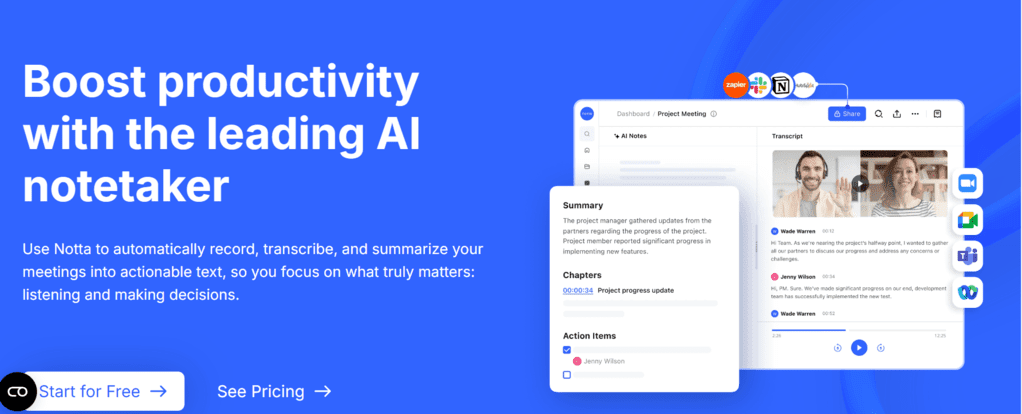 Notta - best AI meeting assistant