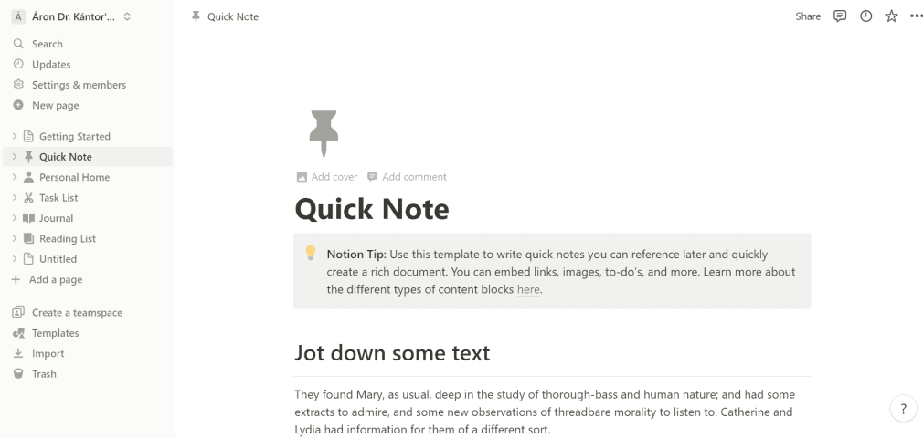 Notion is the best AI tool for personal note taking