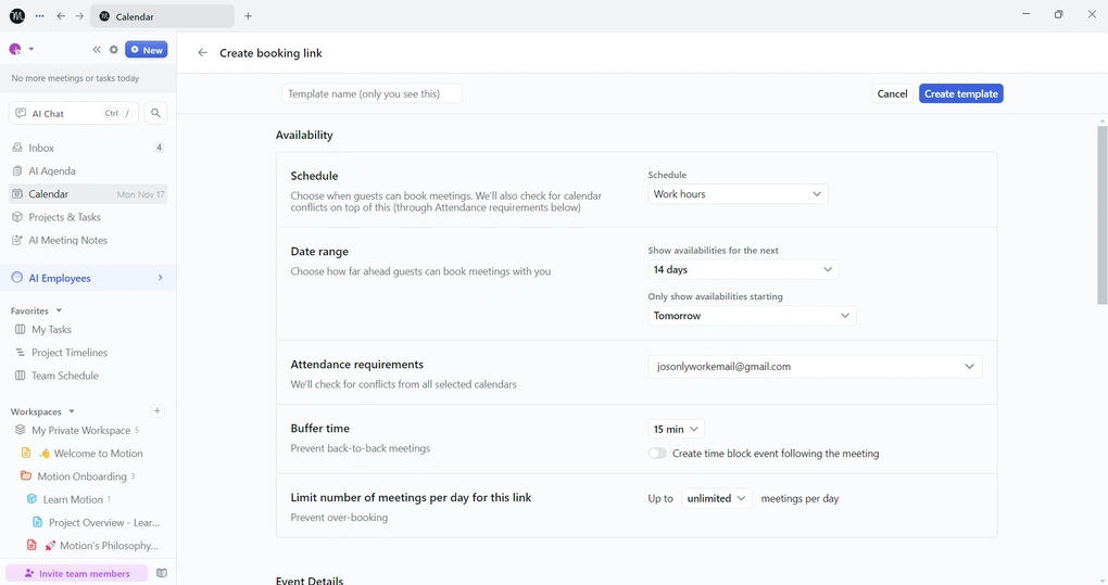 Motion app booking link