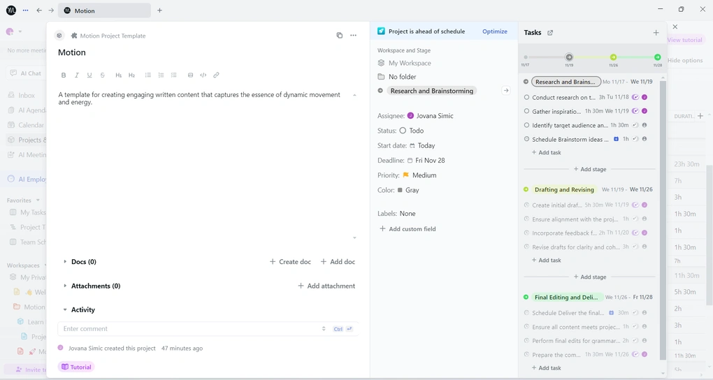 Motion as a project management software