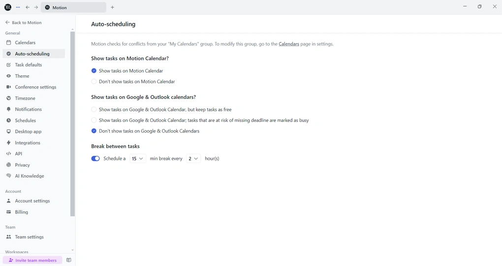 Motion auto-scheduling