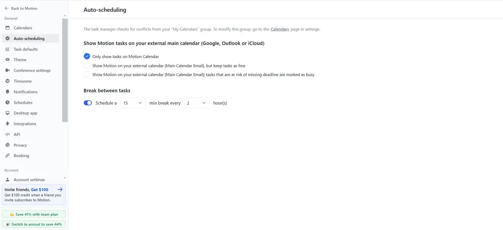 Motion auto-scheduling