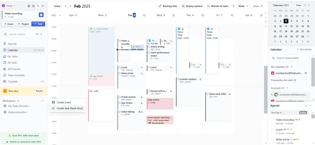 Motion calendar feature