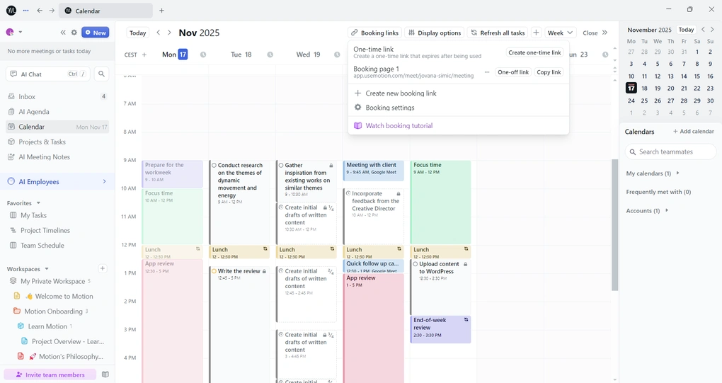Motion meeting scheduler