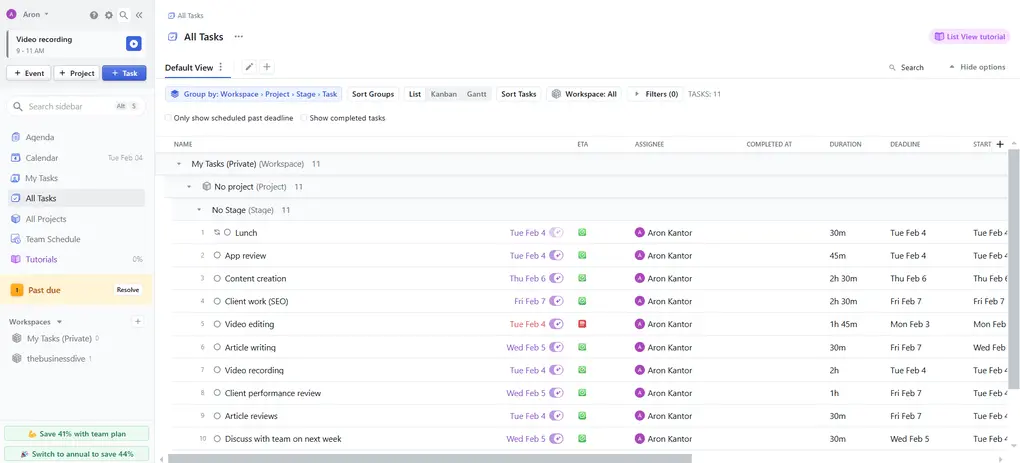 Motion task management feature