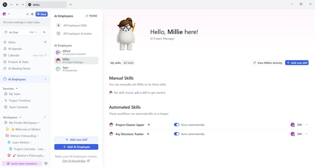 Motion's AI employees feature