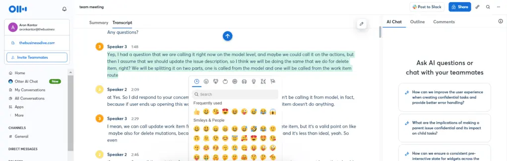 Otter AI's collaboration features