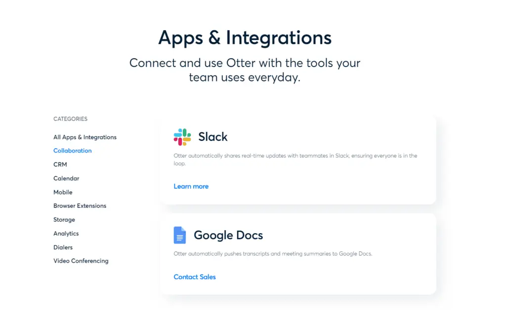 Otter AI's integrations