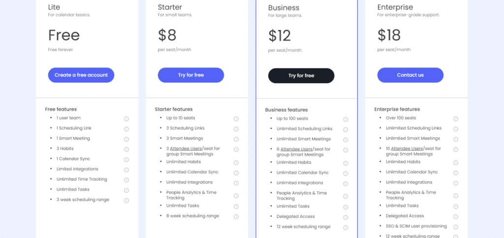 Reclaim AI's pricing