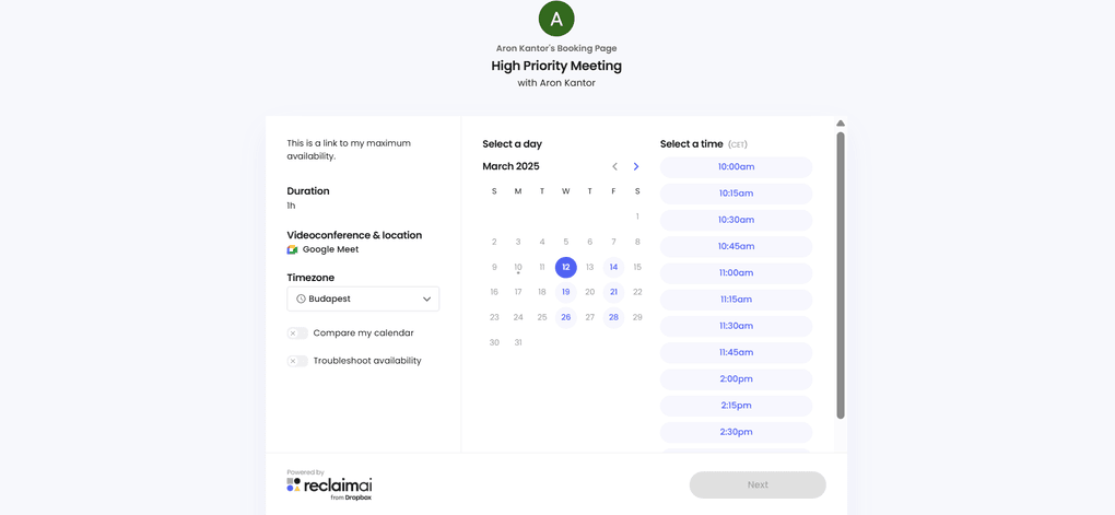 reclaim AI is a great scheduling tool