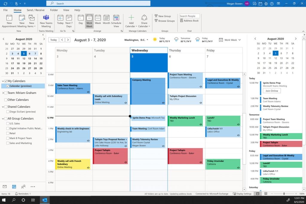 Outlook calendar