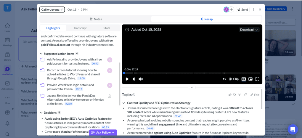 Fellow's key features