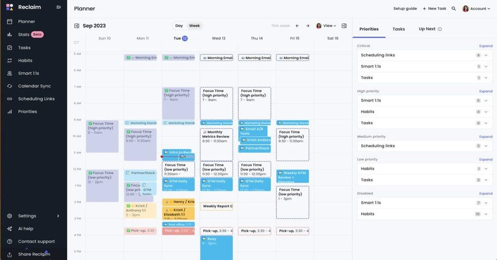 Reclaim AI's calendar view can help you accomplish more