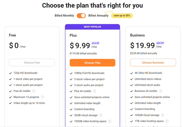 FlexClip's review - Pricing