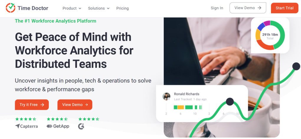 TimeDoctor helps you with employee overload by analyzing productivity, well-being, and time management of your entire team.