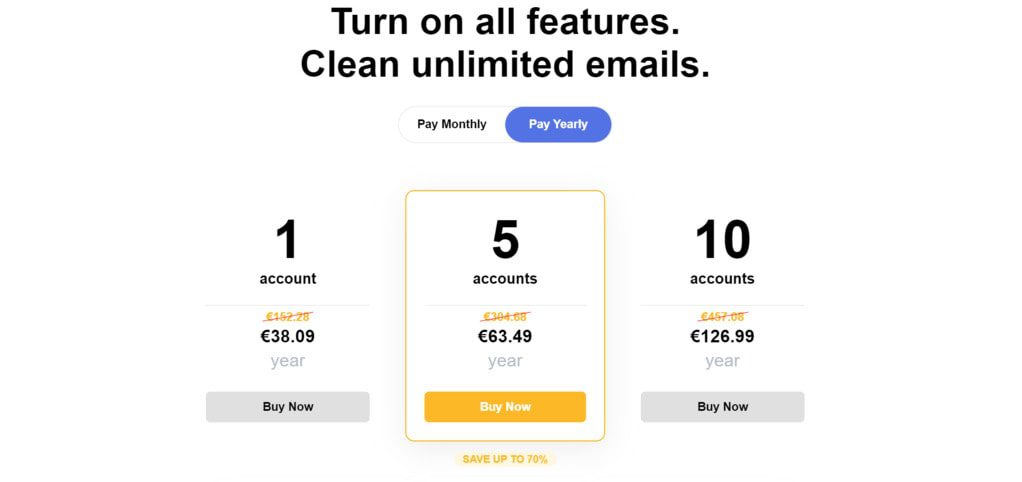 Clean Email yearly plan