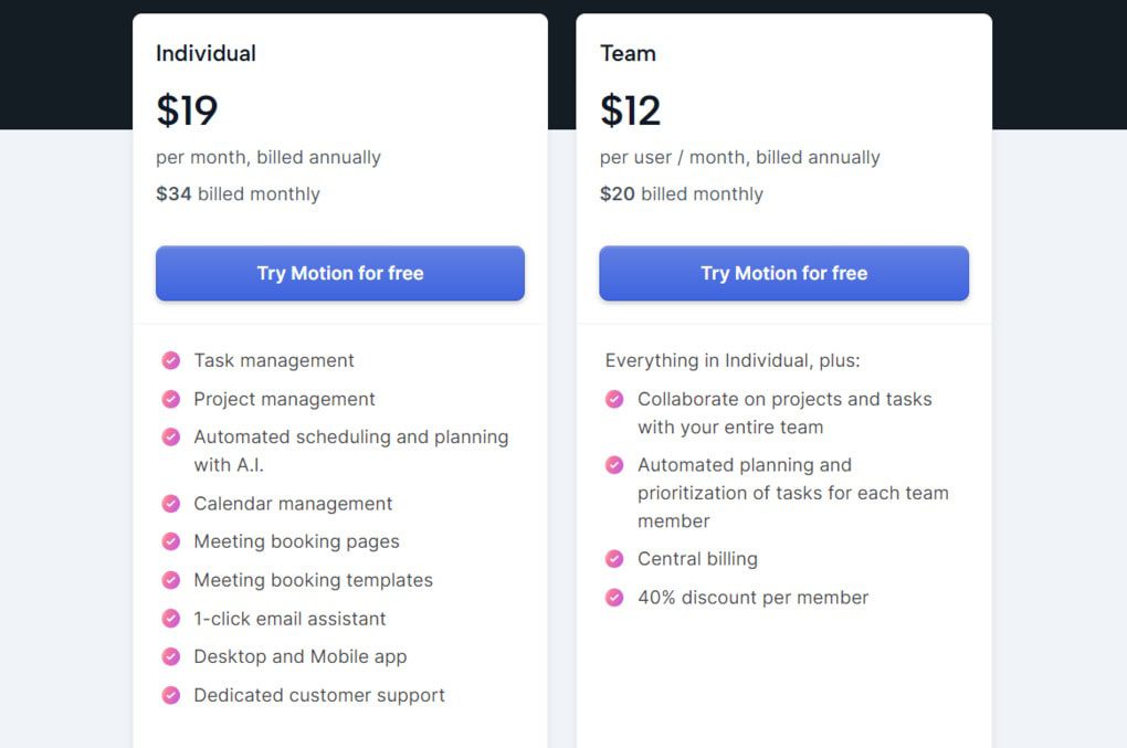 Motion's pricing