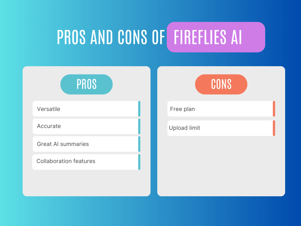 Fireflies ai review Pros and cons