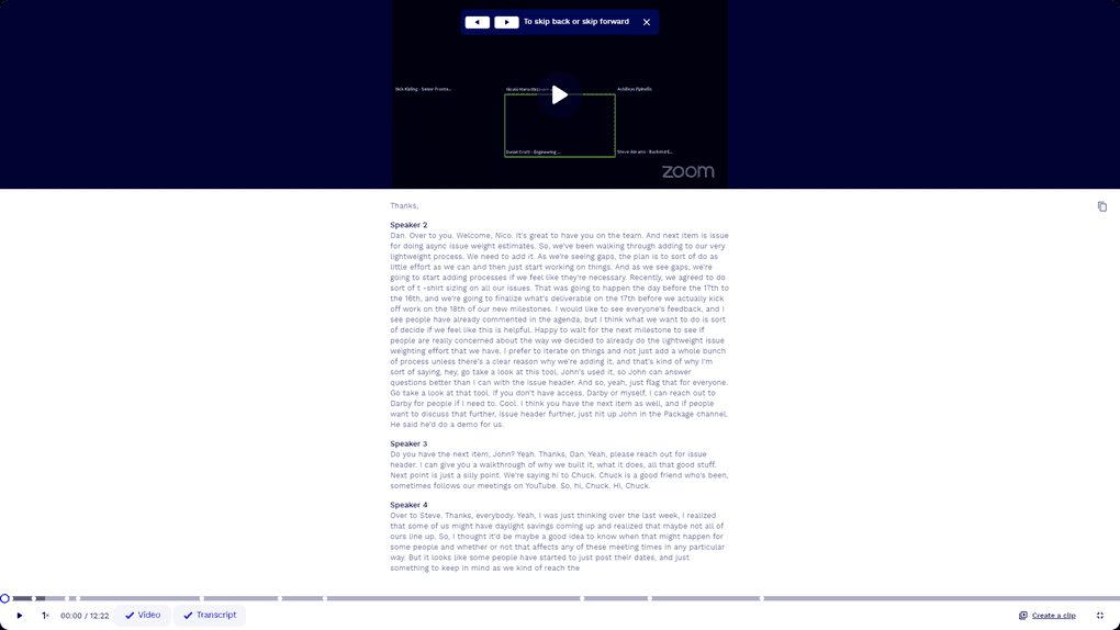 TL;dv transcription (tl;dv review)