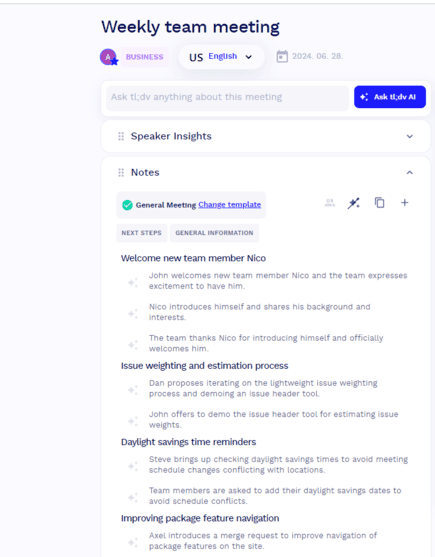 Tl;dv review - AI meeting notes with key points