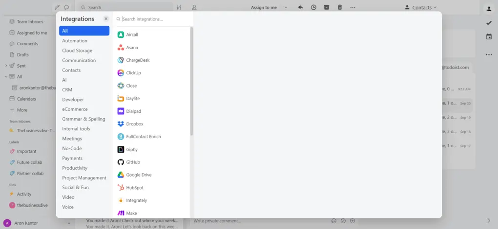 Missive's integration