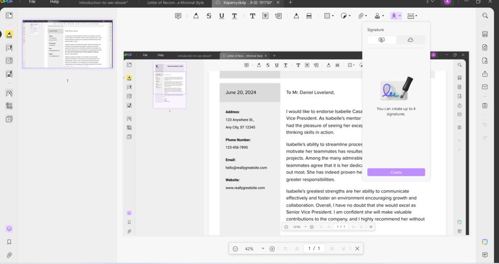 UPDF review - Digital signatures