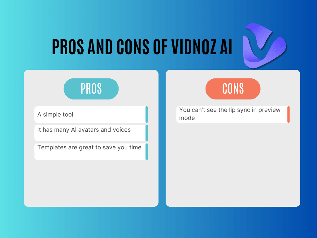 Vidnoz AI - Pros and cons