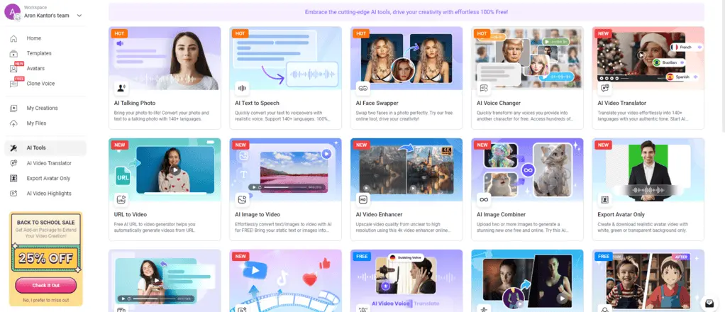 Vidnoz AI has other AI tools as well