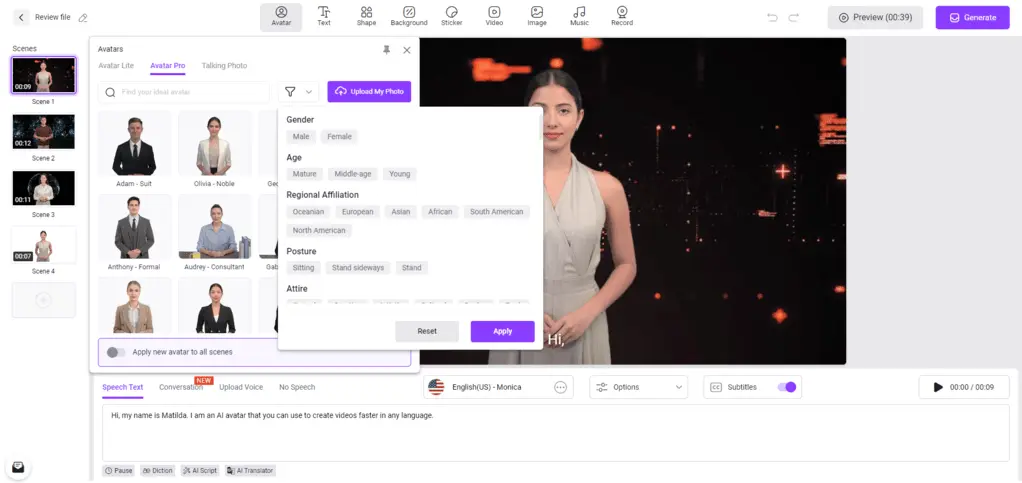 Vidnoz has many custom AI avatars