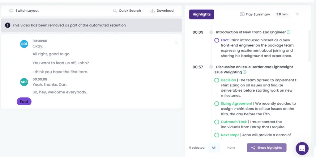 MeetGeek's AI summary