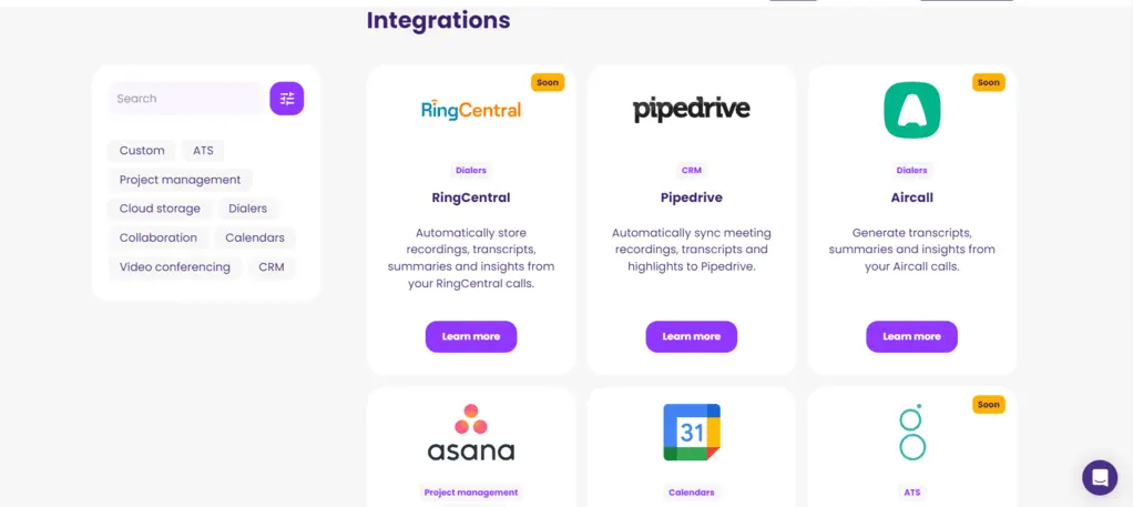 MeetGeek's integrations