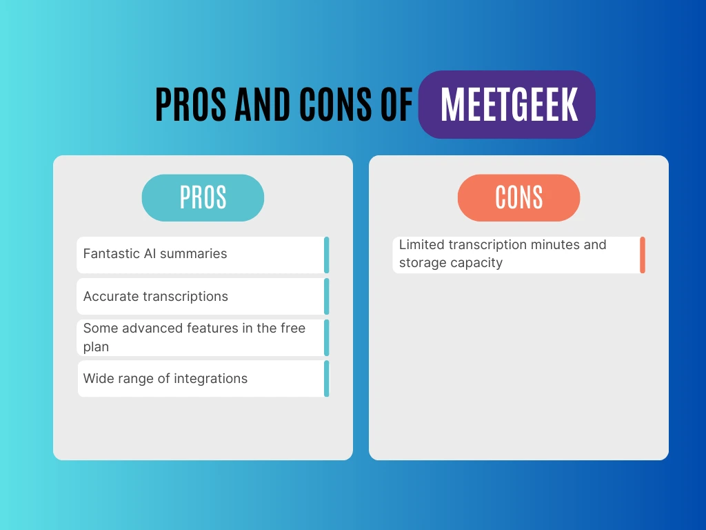 Meetgeek's pros and cons