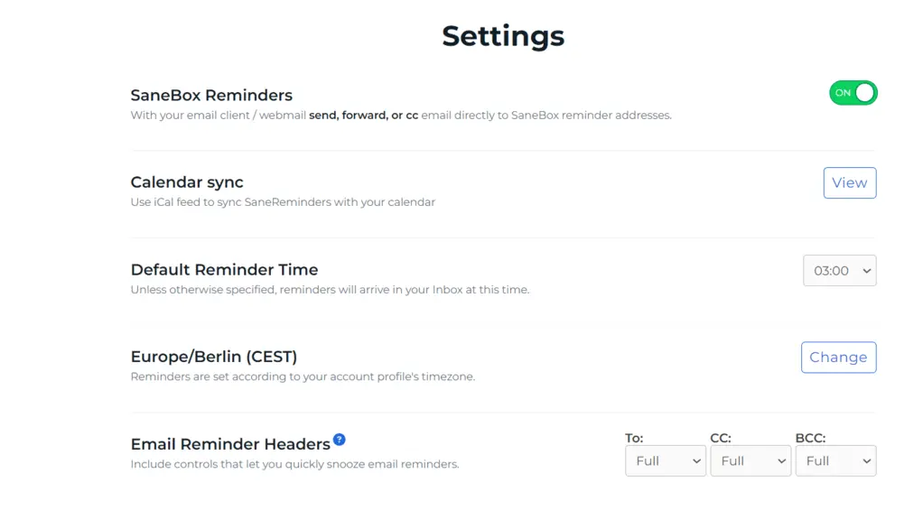 SaneReminders feature