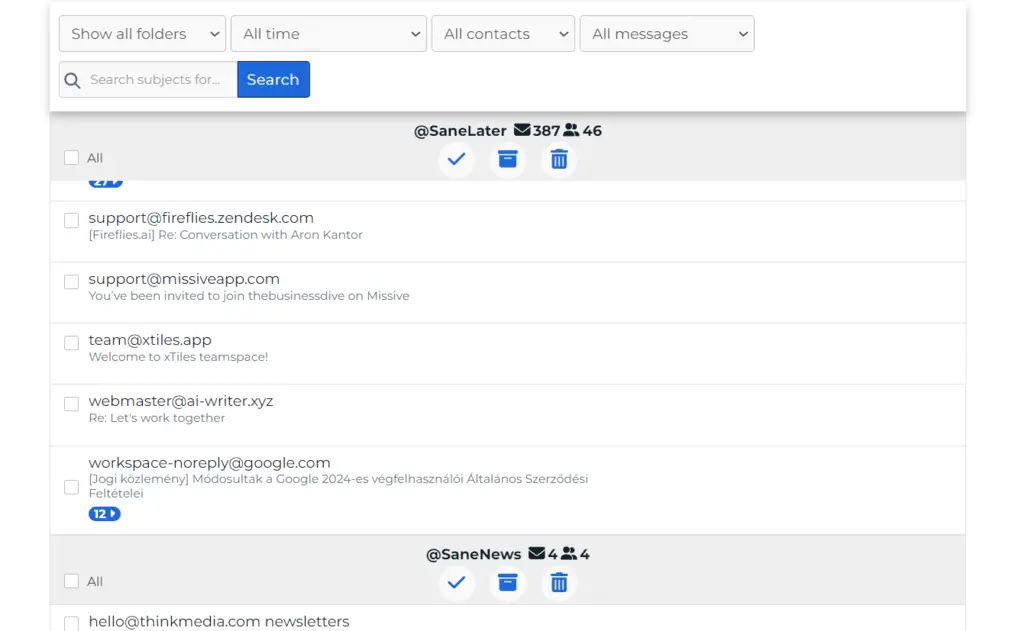 Email organize feature