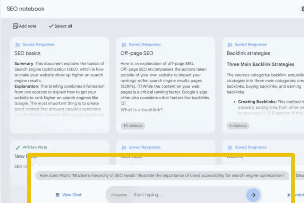 Asking questions from NotebookLM