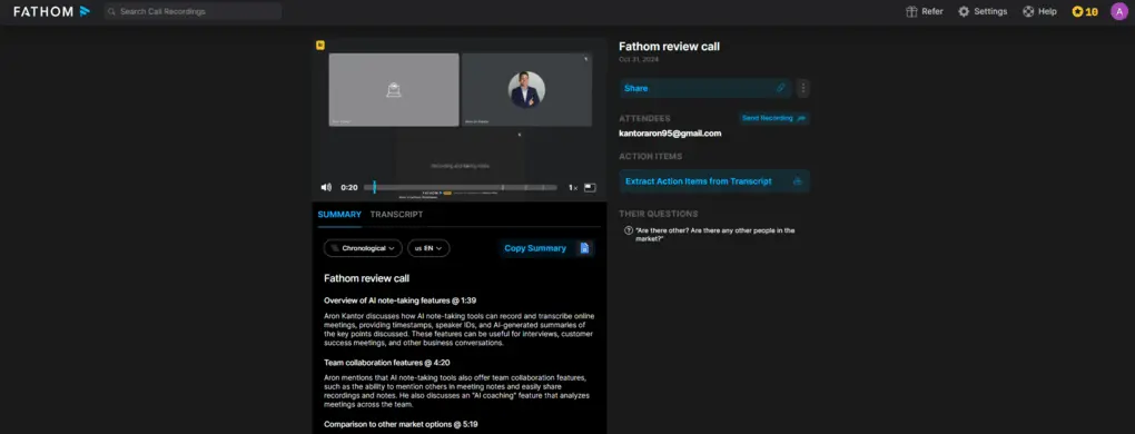 Fatrhom AI summary feature