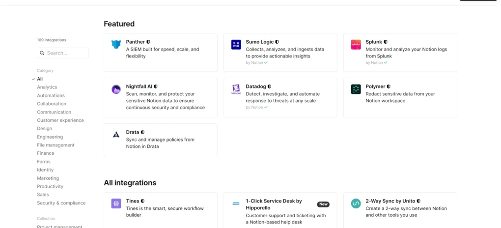 Notion's integration