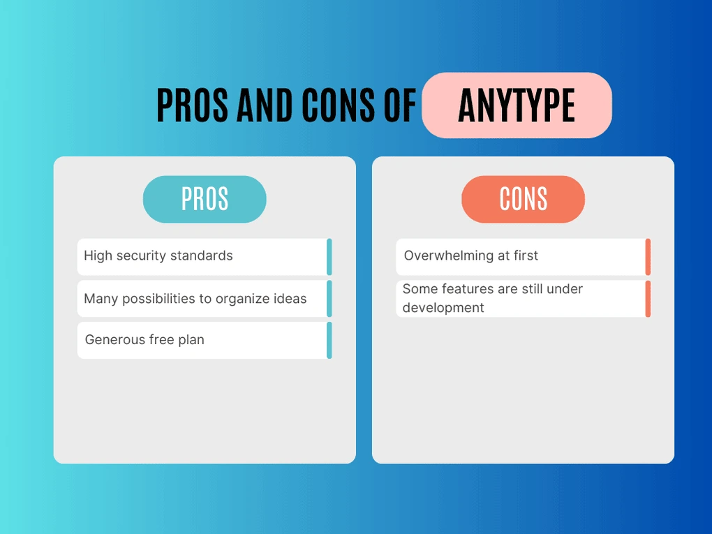 Pros and cons of Anytype