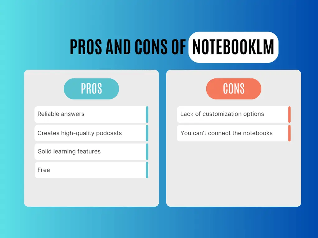 Pros and cons of NotebookLM