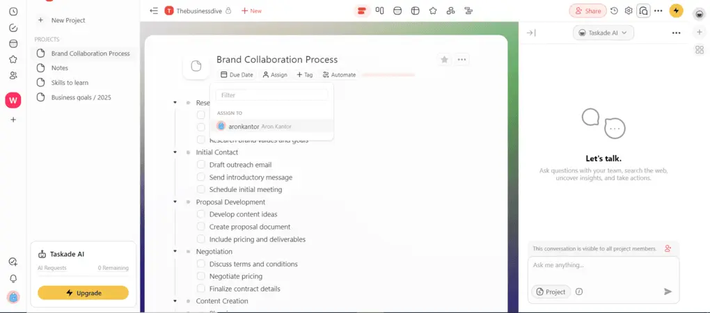 Taskade task management features