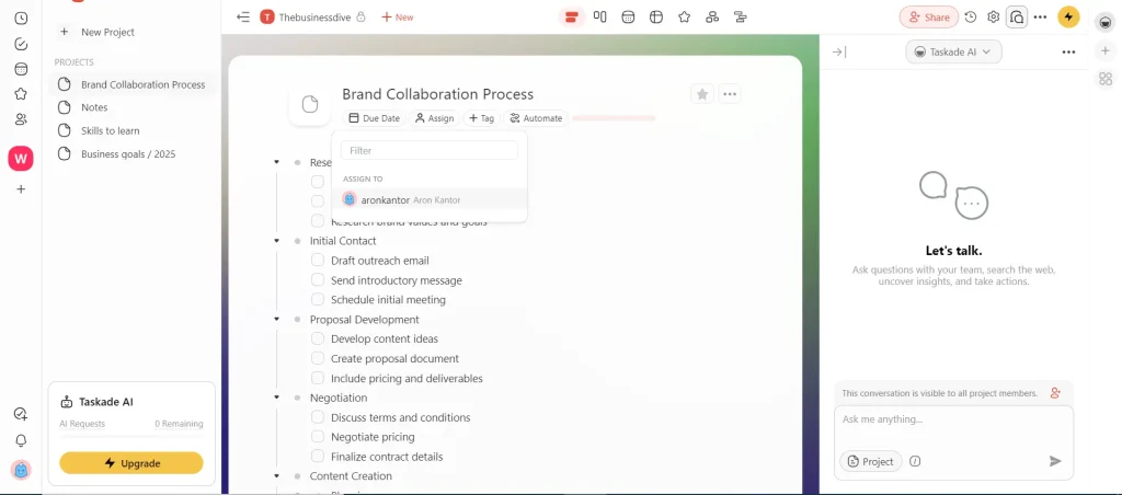 Taskade task management features