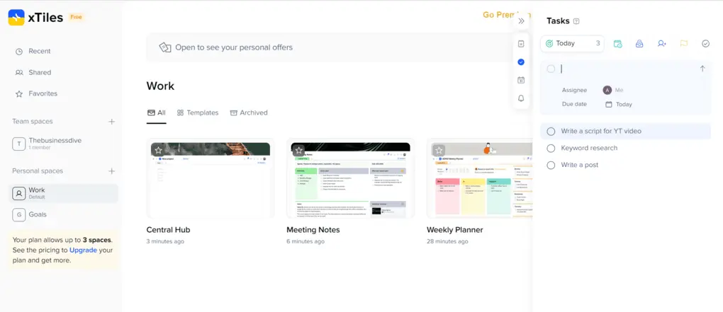 Xtiles' to-do-list feature