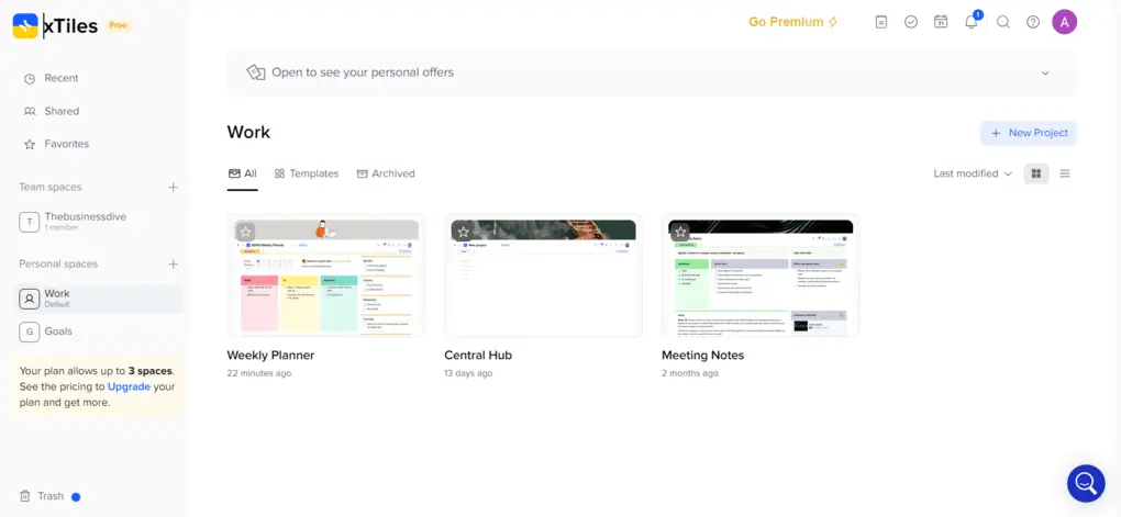 Xtiles' workspaces feature