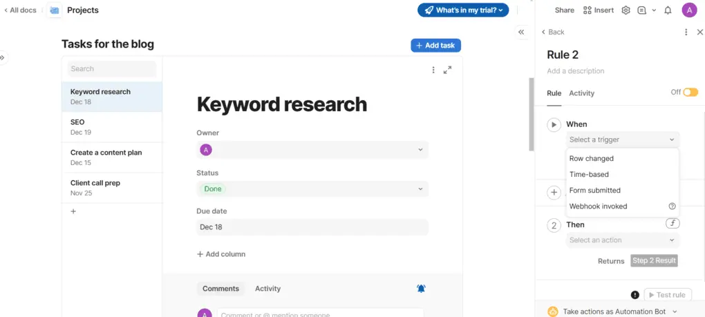 Coda workflow automation