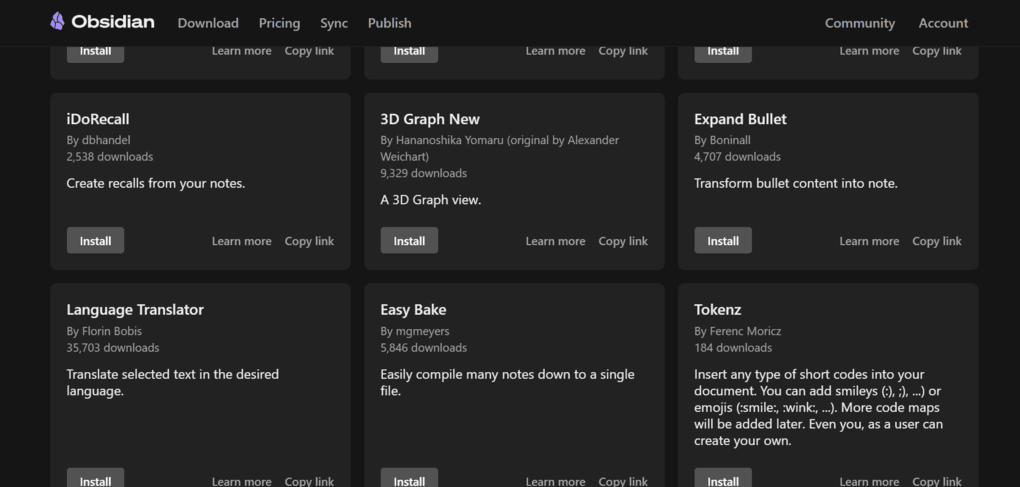 Obsidian community plugins