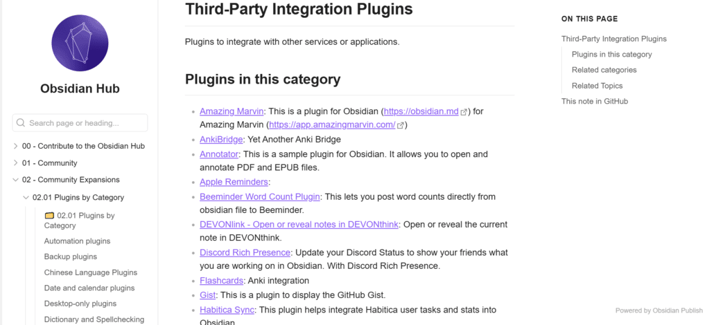 Obsidian integrations