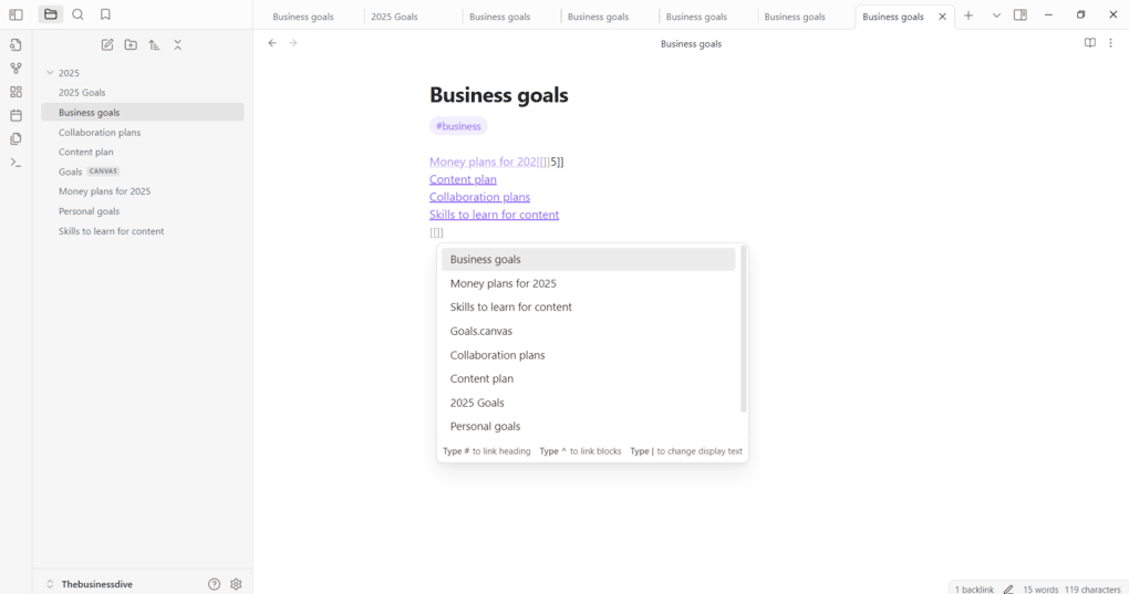 Obsidian links review