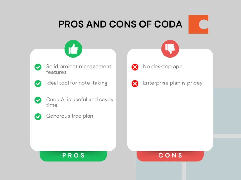 Pros and cons of Coda